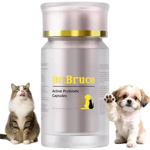 Dr.Bruce Active Probiotic Capsules for Dogs & Cats, 7+3 Synbiotic Formula, 4-in-1 Gut, Skin, Joint & Immune Support, Relieves Diarrhea, Allergies & Bloating