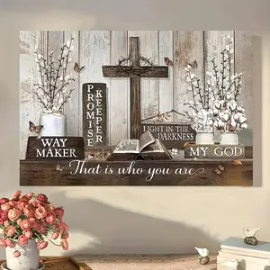 2D Flat, 2D Flat, 1pc Wooden-Framed Canvas Art Featuring Canvas Flowers And Inspirational Quotes, Designed for Easy Hanging in Bedrooms, Living Rooms, Or Home Decor—An Ideal Gift for Warm, Rustic Environments