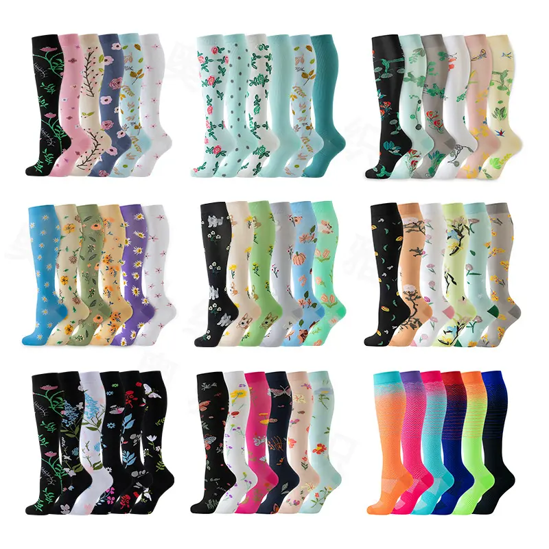 Adults' 3-Pair Plain Cotton Compression Sock Sets, Breathable All-Seasons Sport Socks for Running, Fitness