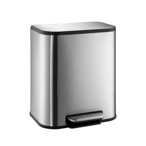 Garvee Kitchen Trash Can 7.9 Gallon (30L) Stainless Steel Rectangular Garbage Can With Soft-Close Lid & Removable Inner Basket Heavy Duty Hands-Free Odor-Proof Step Trash Can