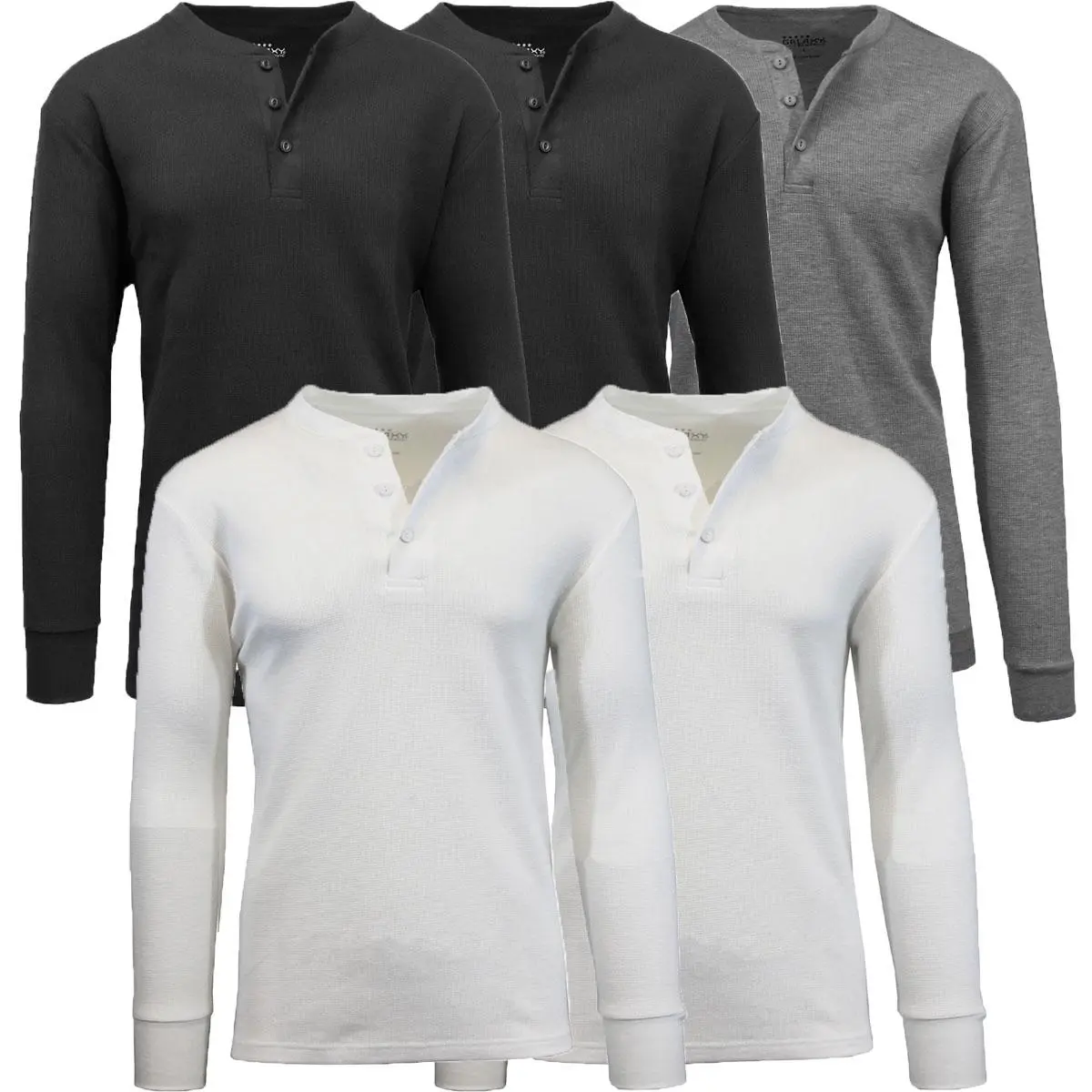 (Henley) Black-Black-White-White-Charcoal