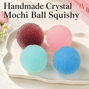 Deals for You Days Handmade Crystal Mochi Ball Squishies - Icy crunch & Slush feel, Zero Rebound, Sensory Stress-Relief Gift for Adults & Kids ADHD Fidgets