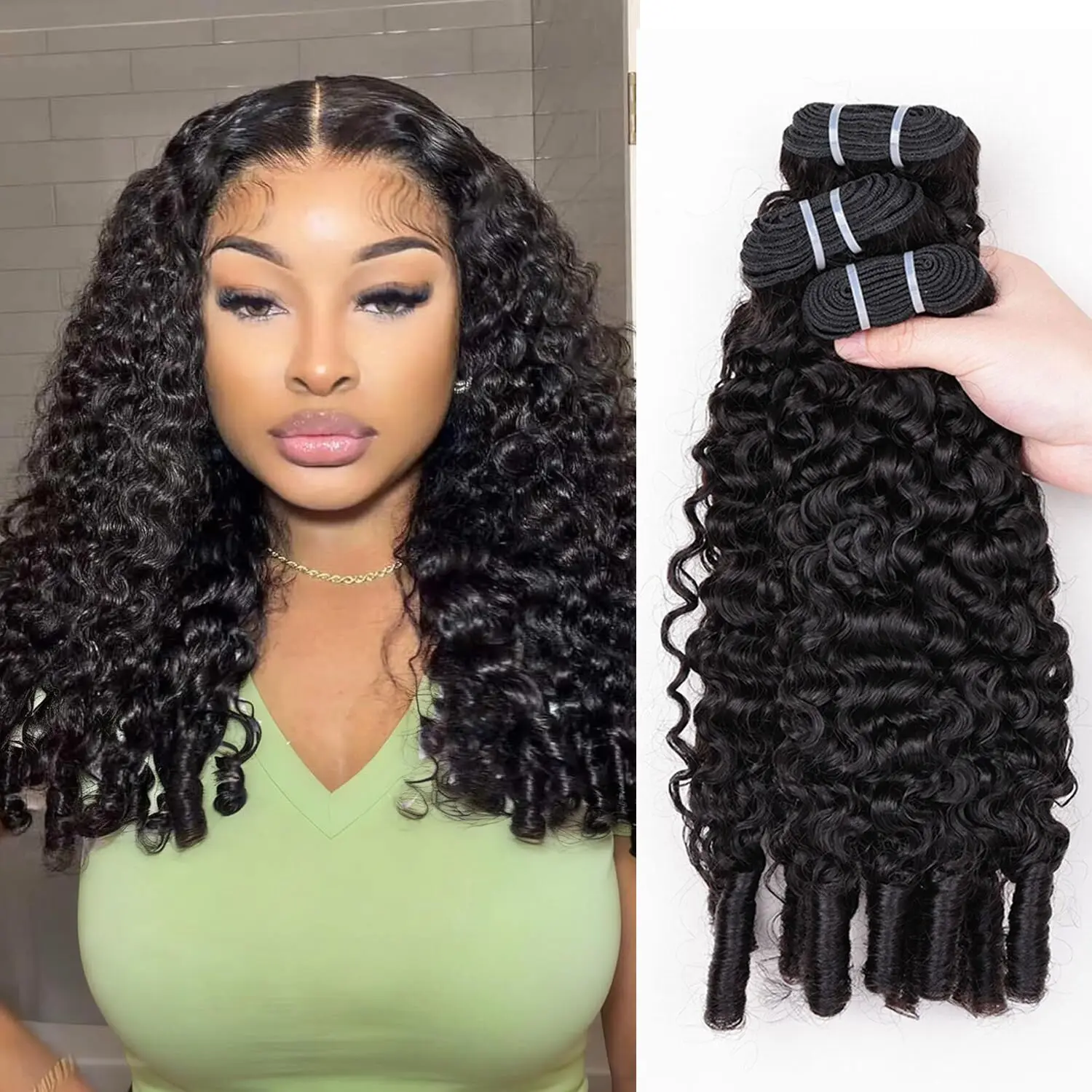 PerisModa 16A Burmese Curly Human Hair Bundles 16A Curly Hair Bundles 100% Raw Unprocessed Natural Color Soft Bouncy Double Weft Extensions 12-32 Inch 1/3/4 PCS for Black Women#SpringStatements#greenish#TiktokShopSpringGlowU