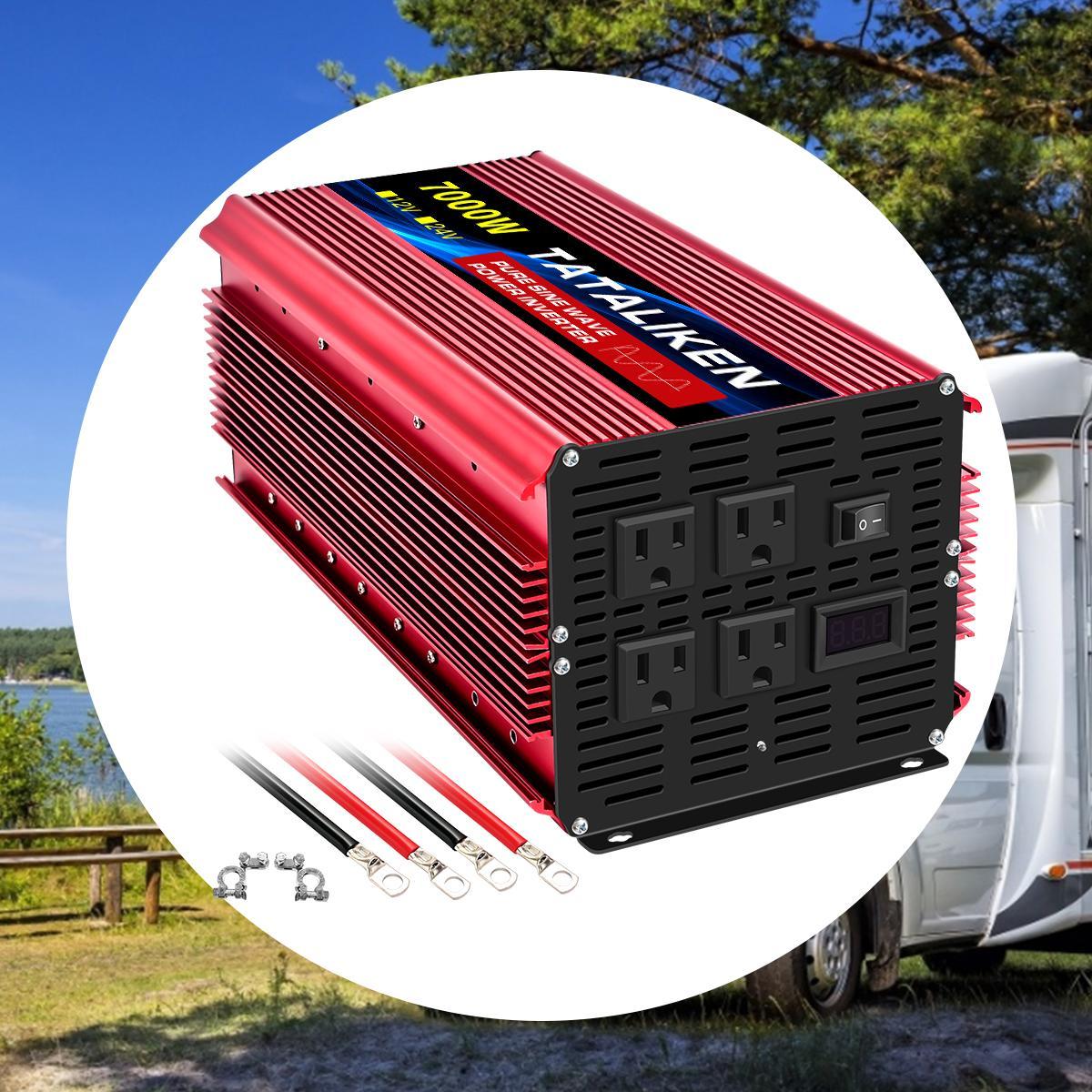Pure sine wave inverter 7000W/8000W, DC 12V/24V to AC 110V, mobile phone/computer/car refrigerator is ready to charge, say goodbye to the anxiety of power outage, overload protection, and more at ease when using electricity