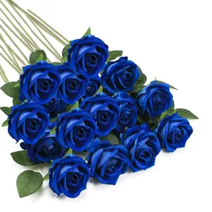 10 Pieces Realistic Rose Bouquet Long Stem for DIY Flower Arrangements, Artificial Roses Bulk Home Wedding Party Gift Decoration, Blue