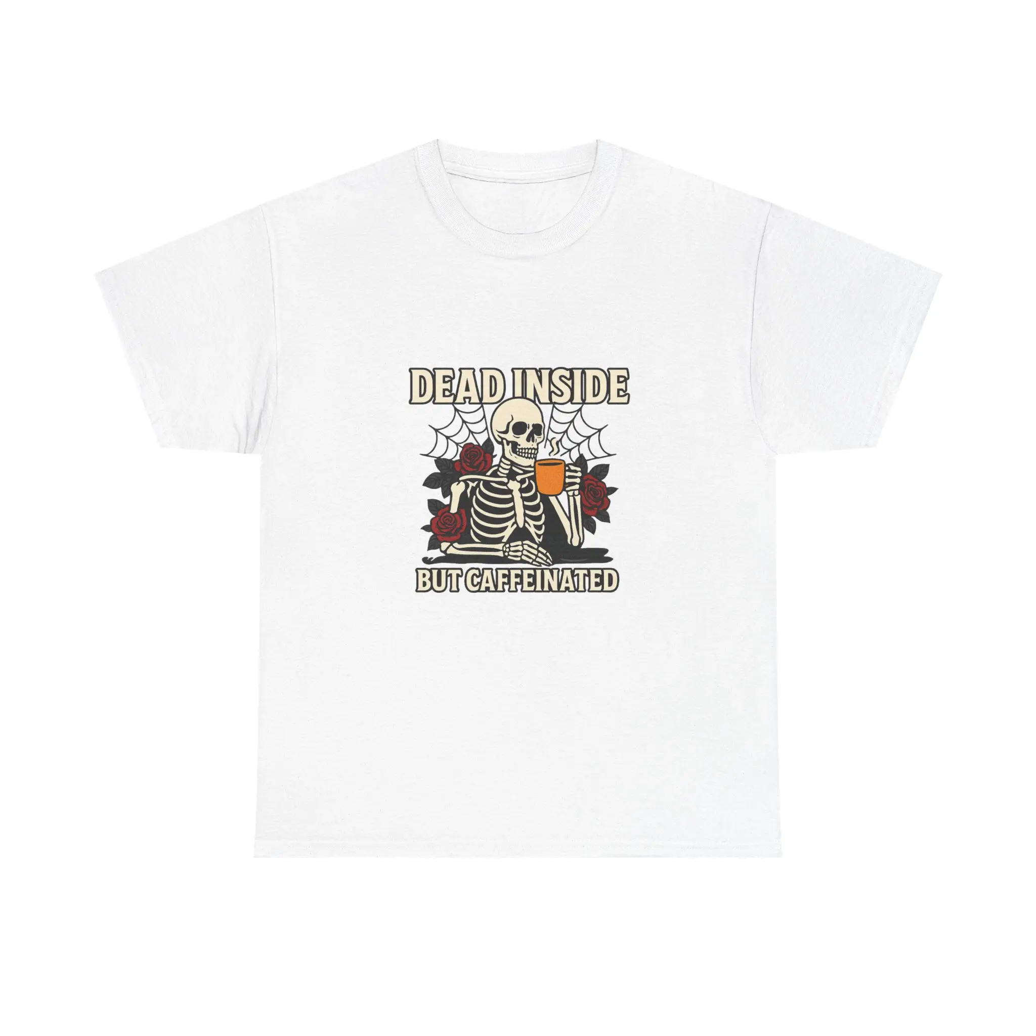 Dead Inside but Caffeinated Halloween Tee, Fall Shirt, Unisex T-Shirt, Funny Graphic Tee, Halloween Costume, October Fashion Cotton Fabric Knit Ribbed