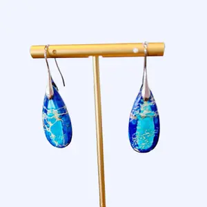 Natural Emperor Stone Earrings, Natural Stone Hook Earrings,Natural Gemstone Dangle Earrings Healing  Drop Earrings,Inner Peace Meditation Grounding Earrings Gift