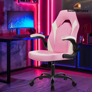 Sweet Furniture S -  Furniture Gaming Chair - PU Leather Ergonomic Office Chair, Height Adjustable Rolling Desk Chairs with with Flip-up Armrests