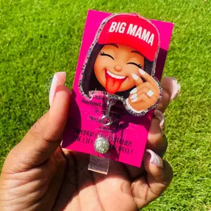 Clock It Big Mama Funny Sparkly Retractable Badge Reel Sassy Nurse ID Holder For Healthcare Professionals Nursing Student Work Accessory
