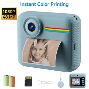 Kids Instant Print Camera with 2.4" Screen, 48MP Photo, 1080P Video, Type-C Charging & 2 Rolls Printing Paper