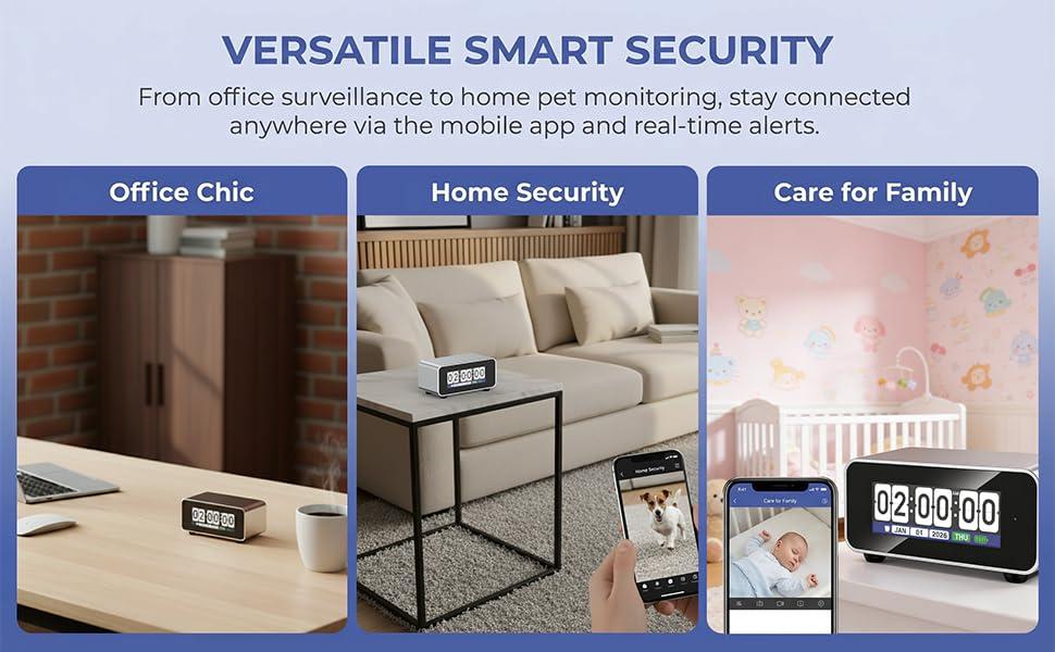 Flip Vision – Smart Desk Clock Camera with 1080P HD Wireless Security Monitor Camera, 3000mAh Battery, 2.4G/5G Dual-Band WiFi, Motion Alerts, CNC Aluminum Frame, Built-in Alarm Flip Vision – Smart Desk Clock Camera with 1080P HD Wireless Security Monitor Camera, 3000mAh Battery, 2.4G/5G Dual-Band WiFi, Motion Alerts, CNC Aluminum Frame, Built-in Alarm