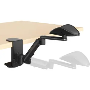 Universal Clamp-on Adjustable Arm Rest, Ergonomic 360 °   Rotating Elbow Rest Pad for Desk, 6-Level Height Desk Arm Support for Thicker Desktop, Fits Left/Right Hand, Black