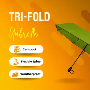 Pack of 4 - Cheery Automatic Open Tri Fold Umbrella