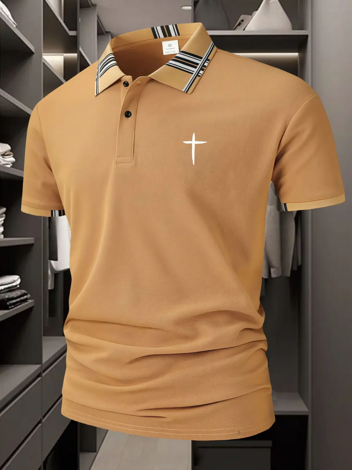 Cross [Golf Style] Men's Professional Polyester Polo Shirt, Sports and Leisure, Casual Sports Tops, Stylish and Comfortable, Classic Short Sleeve, Men's Wear resistant and Durable, Multi color in, Casual Sporty Top