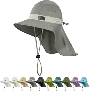 Sukeen Cooling Sun Hat for Men Women UPF50+ Wide Brim Fishing Hat with Neck Flap Adjustable Foldable Bucket Hat for Hiking