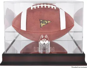 UConn Huskies Mahogany Base Logo Football Display Case with Mirror Back