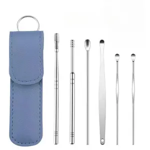 Ear Cleaning Kit, Large Stainless Steel Scoops, Portable Spiral Ear Picks Set for Adults & Kids, Daily Ear Care Tool, Earwax Removal Kit