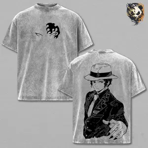Muzan Kibutsuji Demon Slayer Washed Anime Tee – Kimetsu no Yaiba Manga Shirt, Demon King Transformation Graphic T-Shirt, Heavyweight Oversized Streetwear, Gift for Anime Fans