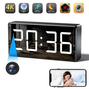 5MP Mini WiFi Surveillance Camera 2K HD Wireless Clock Night Vision Motion Detection Loop Recording 2.4GHz/5GHz Battery Powered Remote Real-Time Viewing for Home Office Warehouse Monitoring