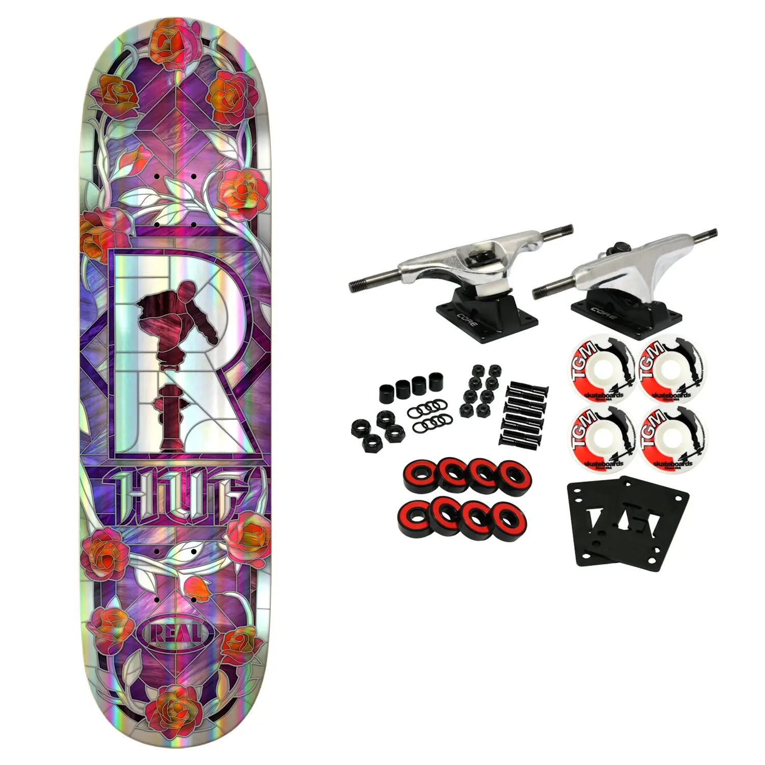 Real Skateboard Complete Huf Holographic Cathedral 8.25" x 32"