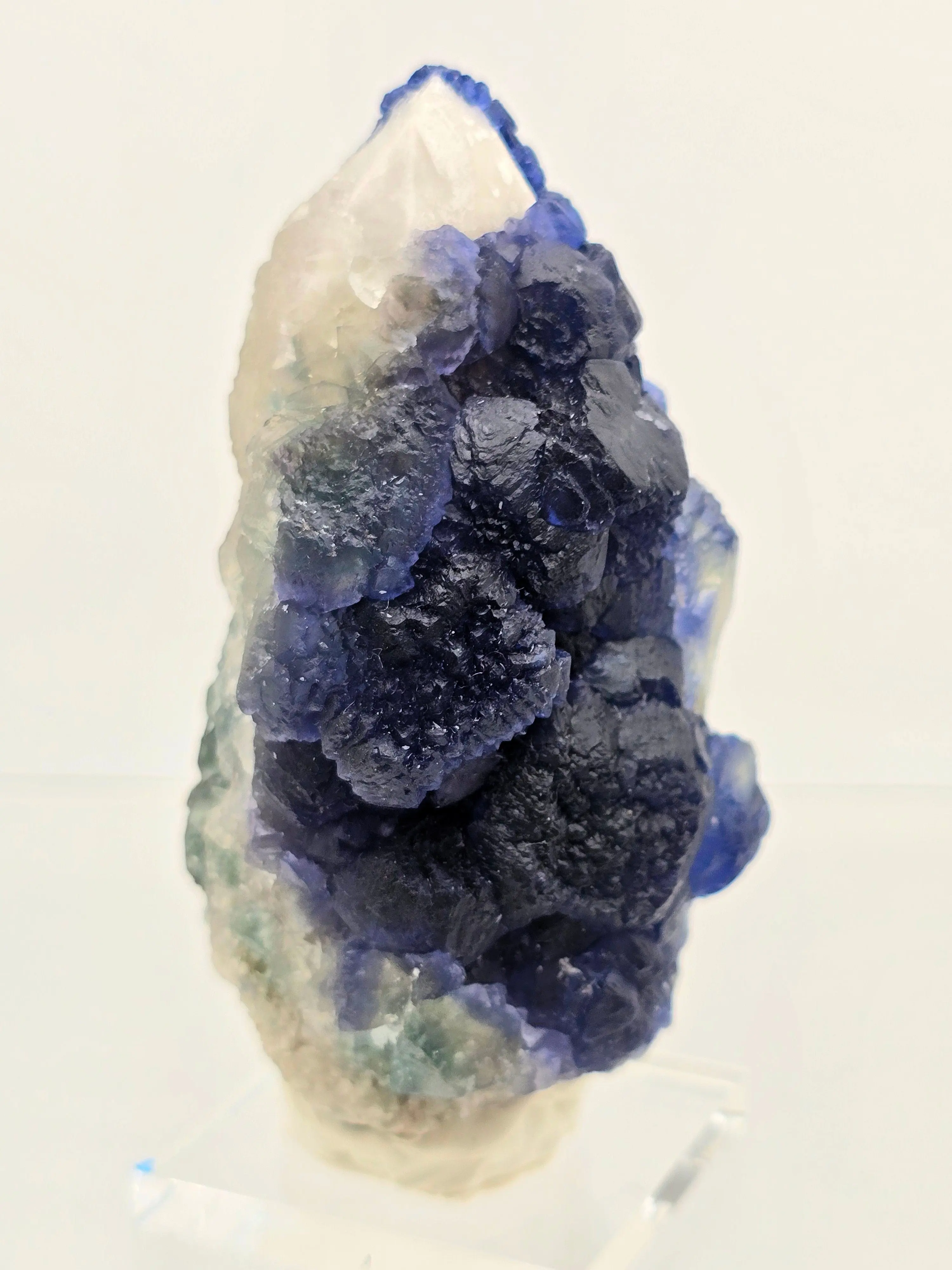 Indigo Blue Botryoidal Fluorite Crystal, Raw Quartz Pseudomorph Specimen for Collectors - Rare Habit Geological Curiosity, approx. 2 x 1.5 in