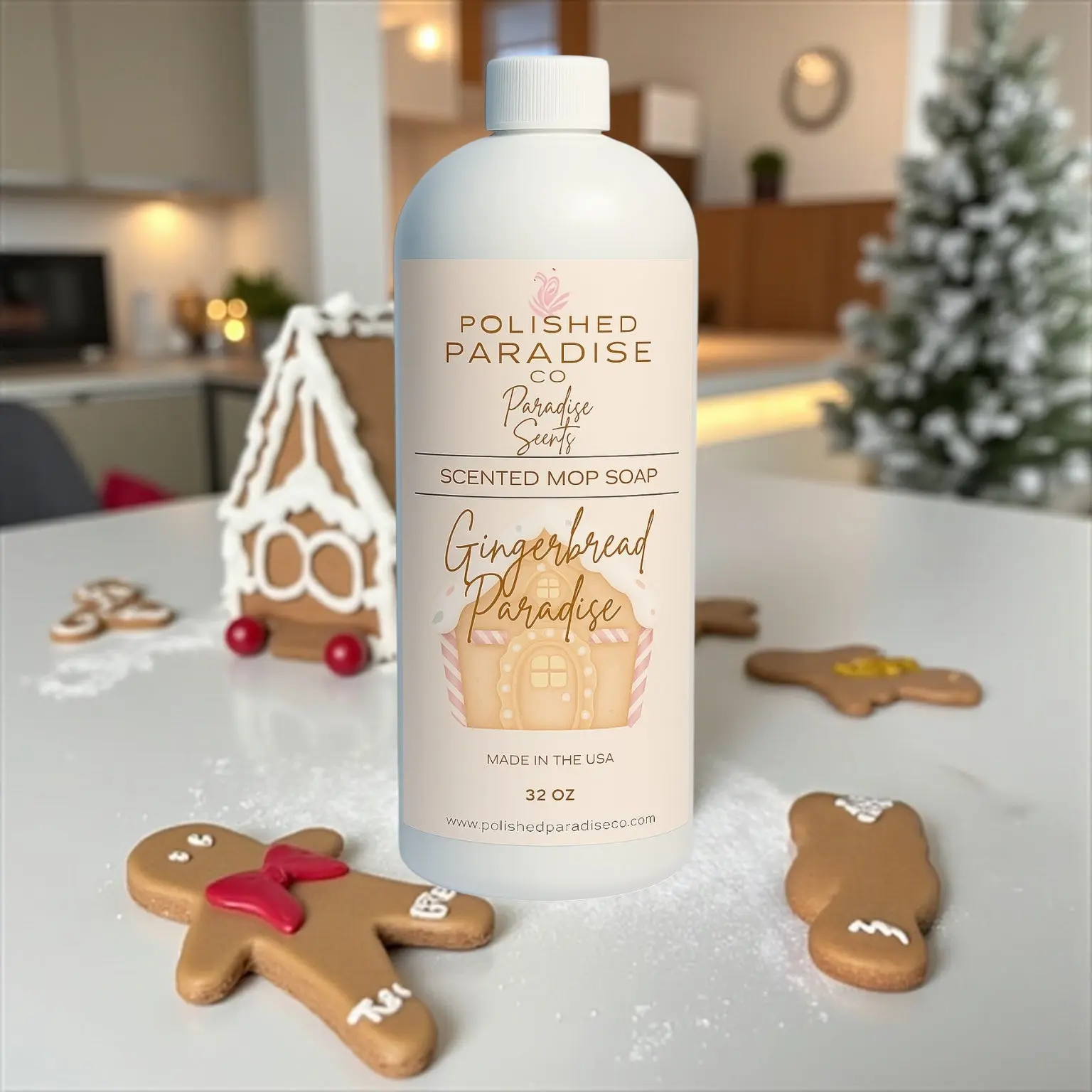 Polished Paradise Co Paradise Scents Scented Mop Soap, Christmas Holiday Floor Cleaner, Made in USA, 32 Oz