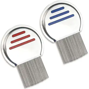 Pet Flea Comb for Dogs and Cats, Stainless Steel Fine Tooth Lice Hair Removal Comb, Tear Stain Remover & Grooming Tool for Long/Short Haired Pets,lice hair removal comb