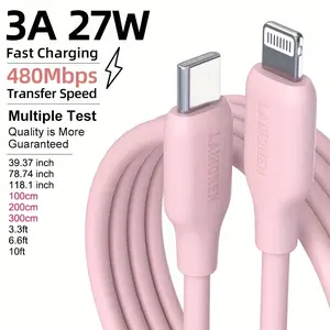 LAIHONEN USB C to Lightning Cable Silicone, 27W for iPhone Charging Cable, 480Mbps iPad for iPhone Charger Super Fast Charging Cable for iPhone 14/13/12/11 Pro Max/XR/XS/X iPad Air/Mini/Pro Beats