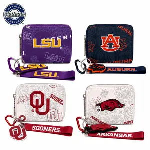 NCAA Slim Wallet with RFID Blocking Card Holder– Perfect for Game Day, Travel & Everyday Use, Featuring a Stylish Embroidered Paisley Design,012