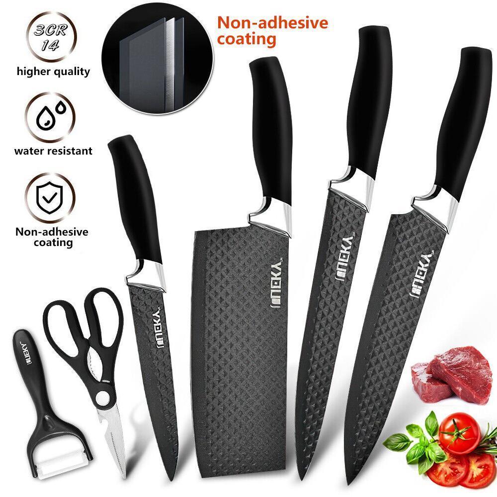 6 Piece Kitchen Knife Set, Chef Knife Set, Black Kitchen Knife Set Sharp Meat Knives, Non-Stick Stainless Steel, Chopping Block Ceramic 6 Piece Kitchen Knife Set, Chef Knife Set, Black Kitchen Knife Set Sharp Meat Knives, Non-Stick Stainless Steel, Chopping Block Ceramic