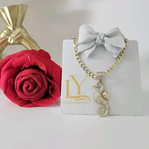 LaYaiBoutique #2394 Seahorse necklace and pendant, 14k gold plated, High Quality