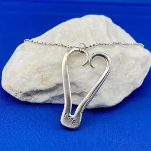 Fork Heart Necklace - Simple Design with "LOVE" Engraving on Heart-Shaped Pendant