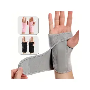 2 Pieces  Adjustable Wrist Brace with Splint - Breathable Polyester Fiber, Carpal Tunnel Relief Stabilizer, with Steel Plate Support, Velcro Closure, Pink, Black, and Gray - Hand Wash Only