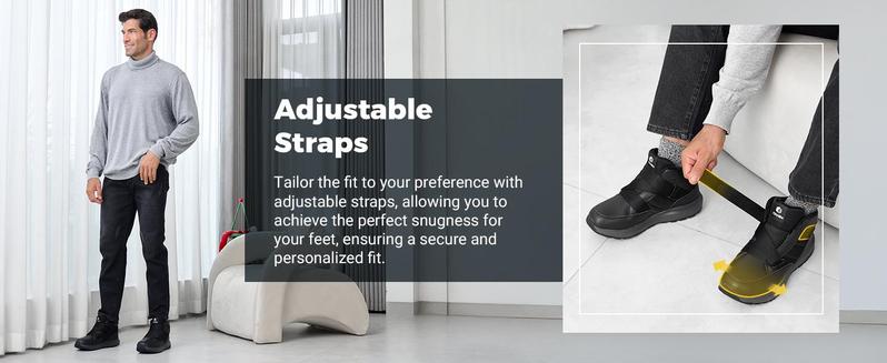 FitVille Mens Snow Boots Extra Wide Width Slip On Winter Boots Shoes Water Resistant Outdoor Warm Lined