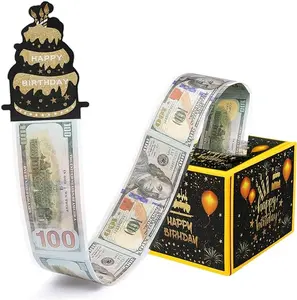 Pull Money Balloon Box Colorful Birthday Balloon Money Surprise Box Funny Pull Cash Birthday Surprise Kit for Women Men Birthdays Parties Cash Gift Supplies