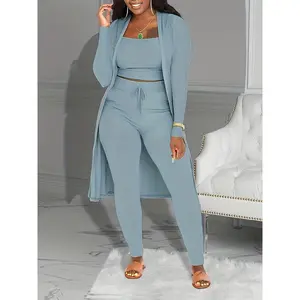 Three-Piece Solid Color Set for Women