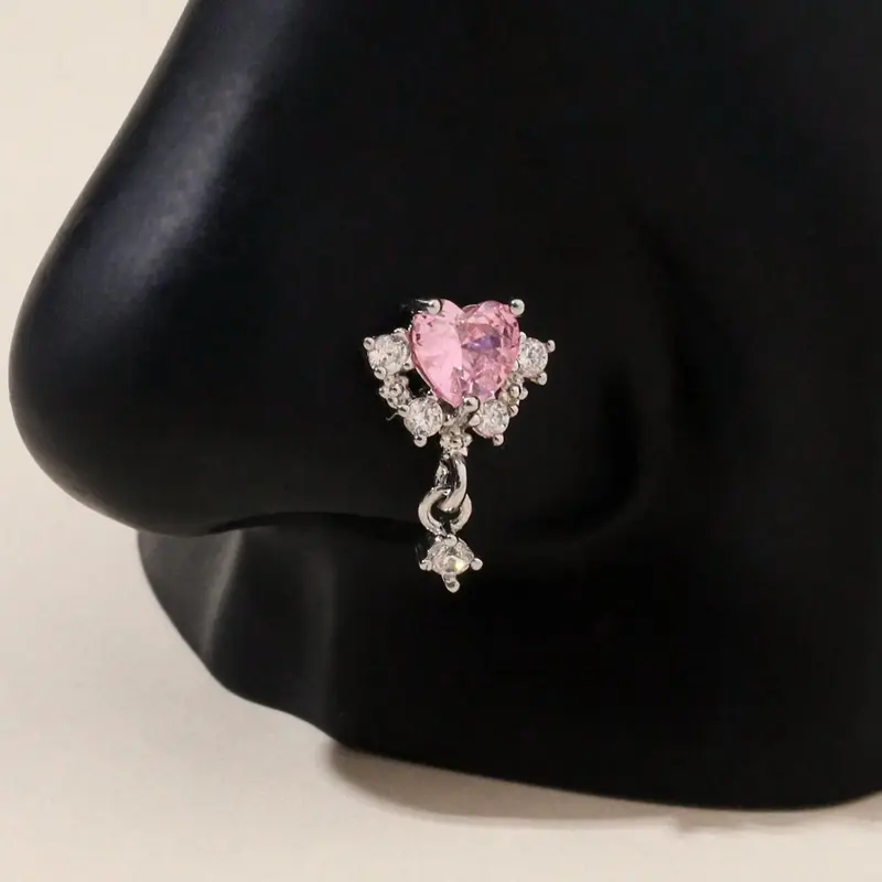 Heart Shaped Nose Ring, Nose Ring, Nose Piercing Jewelry, Body Jewelry, Body Jewellery, Fashion Jewelry, High Quality Jewelry for Women & Girls, Elegant All-match Fashion Accessories for Daily Wear