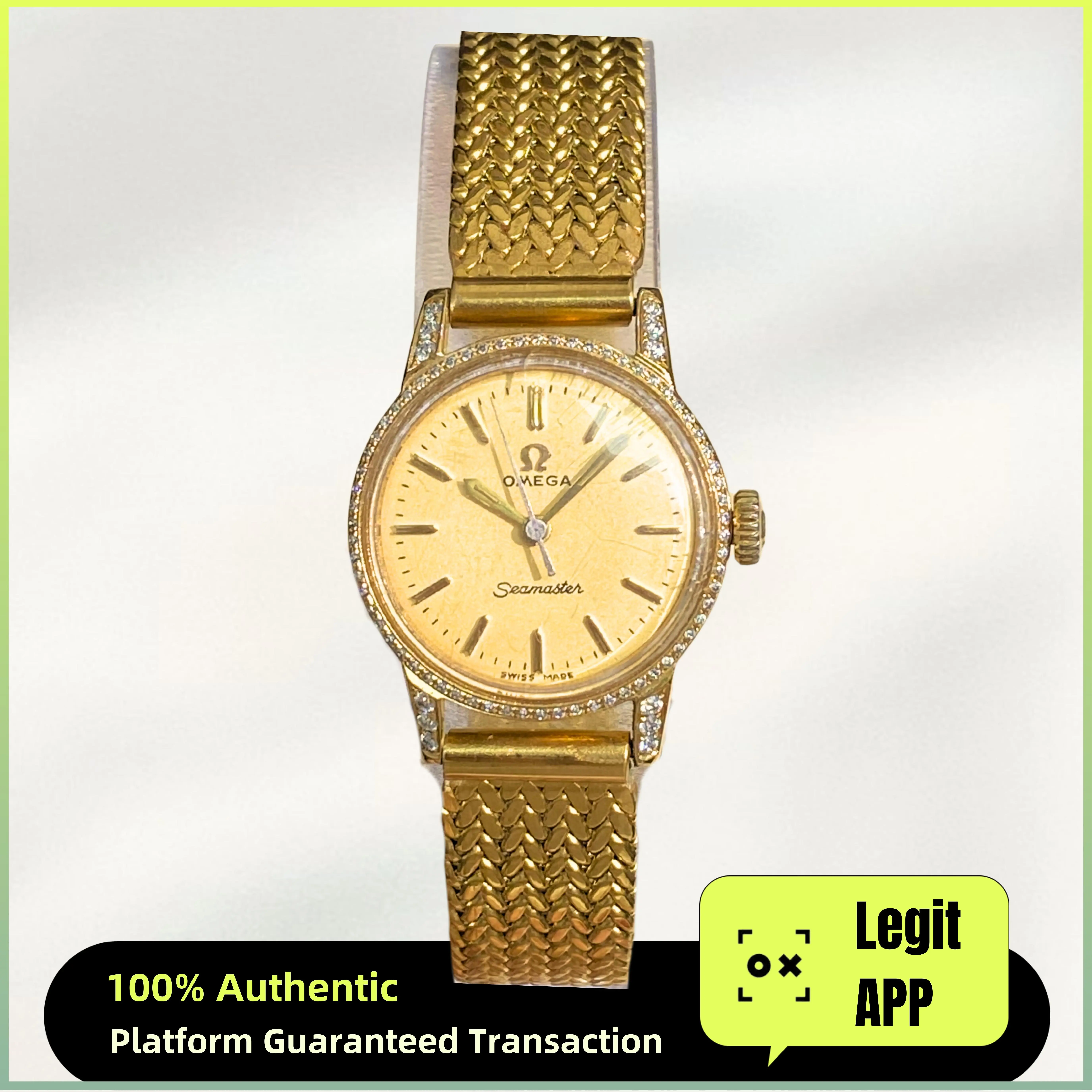 Omega Vintage Manual Wind Gold Plated 22.5mm Gold Dial Diamond 12100975