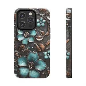 Phone Cases, Western Turquoise Floral Phone Case for Samsung and iPhone 17, 16, 15, 14, 13, 12, 11 Pro Max, X, XR, XS Max, 8, And 7 Plus, Cowgirl Boho iPhone Cover, American West Art Lover Gift, Rugged Protective Cellpho Compatible with Samsung Galaxy S25