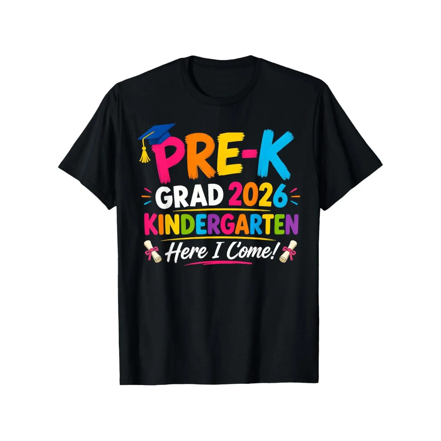 Pre-K Graduation 2026 T-Shirt Boys & Girls - Preschool Graduate & Diploma Print, Soft Durable Shirt Suitable for Boys Girls, Round Neck Casual Top for Preschool Celebration Gift, Year-Round Wear