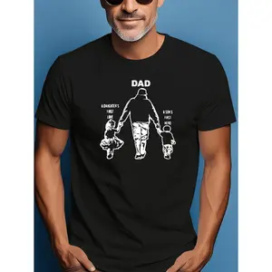 Vintage 2D Dad T-Shirt for Men Featuring Family Matching Designs Machine Washable Round Neck Short Sleeve Good Father Graphic Shirt