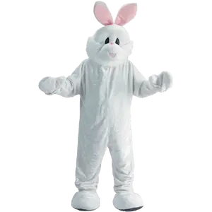 White Easter Bunny Mascot For Kids - Soft Jumpsuit with Head Mask, Mitts & Shoe Covers - Funny Cosplay Costumes - Perfect for Halloween, Family Events & Fantasy Party
