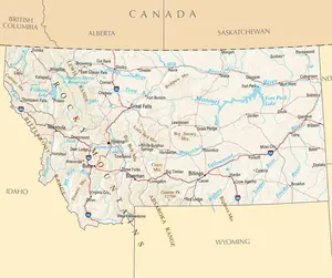 Map of Montana MT - Reference Map - Peel and Stick Wall Decal