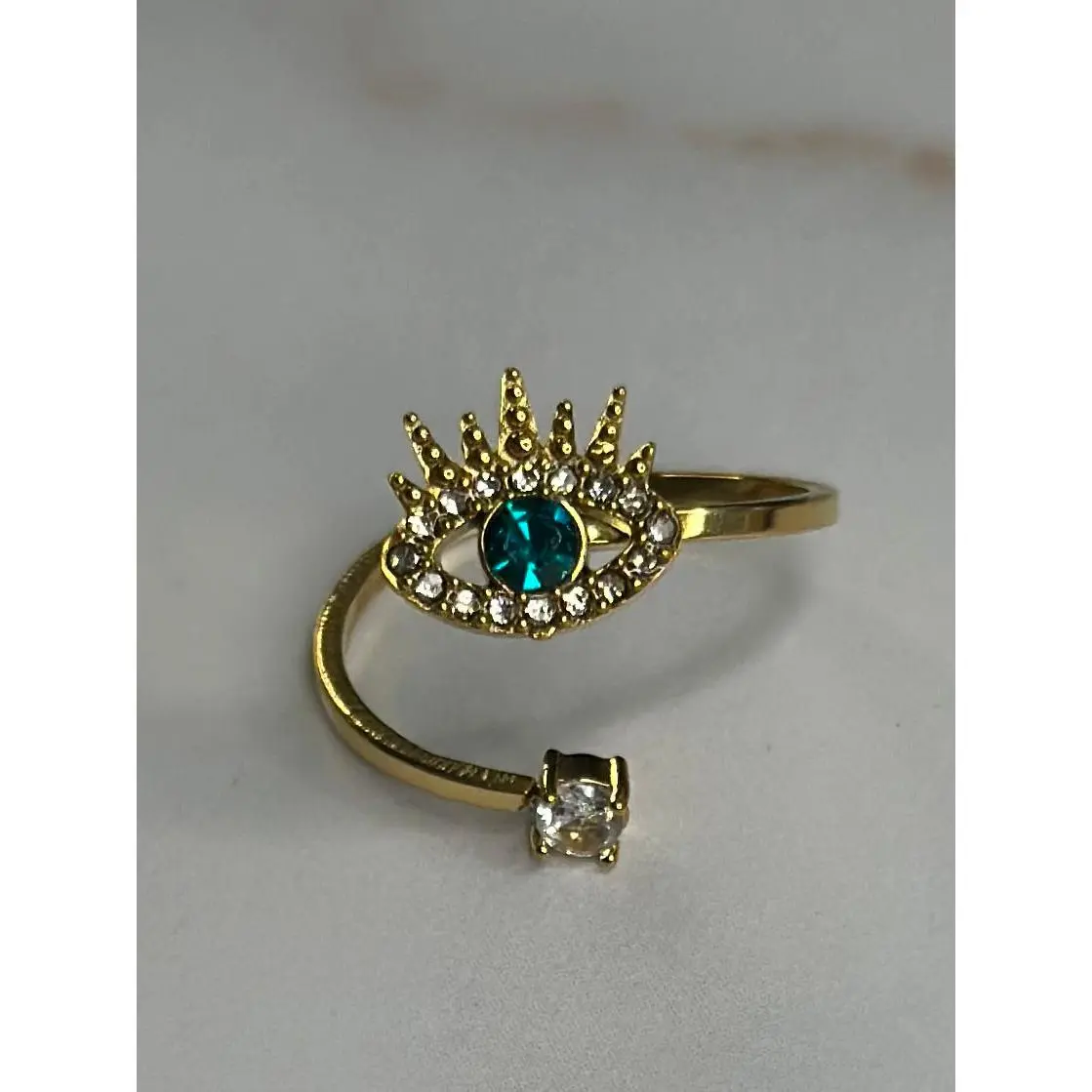 All seeing eye teal adjustable ring