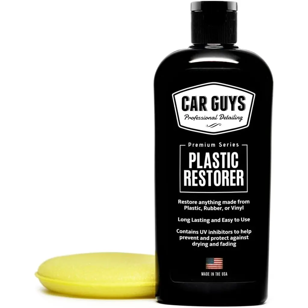 CAR GUYS Plastic Restorer | Bring Plastic, Rubber, and Vinyl Back to Life! | User Friendly Trim Restorer | Safe Auto Detailing Supplies | 8 Oz Kit with Foam Applicator CAR GUYS