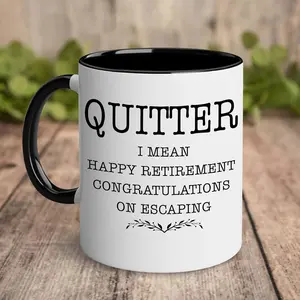 1pc 11oz Retirement Mug - "I Mean Happy Retirement Congratulations on Escaping" Humorous Quitter Gift for Boss, Manager, Coworkers Leaving, Dishwasher Safe Office Farewell Cup