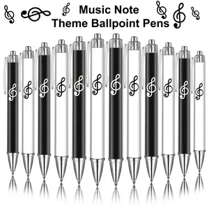 12pcs Musical Note Ballpoint Pens | Black & White Design with Treble Clef Symbol, Perfect for Music Lovers, Teachers, and Artists, Ideal for Music Parties, Office Desk Accessories