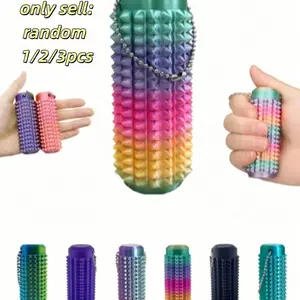 3D Printed Gradient Color Massage Roller Keychain, Sensory Tool with Textured Spikes, Stress Relief Gift, Unique Friend Present