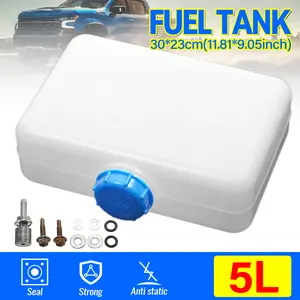 1.32 Gallon Durable Plastic Fuel Tank, 5L Fuel Tank, 30 * 23 * 8.5cm, Suitable For Cars, Trucks, Parking Heaters White