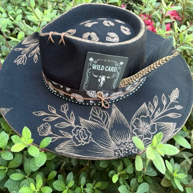 Wild Card Custom Burned Hat.  Adjustable size